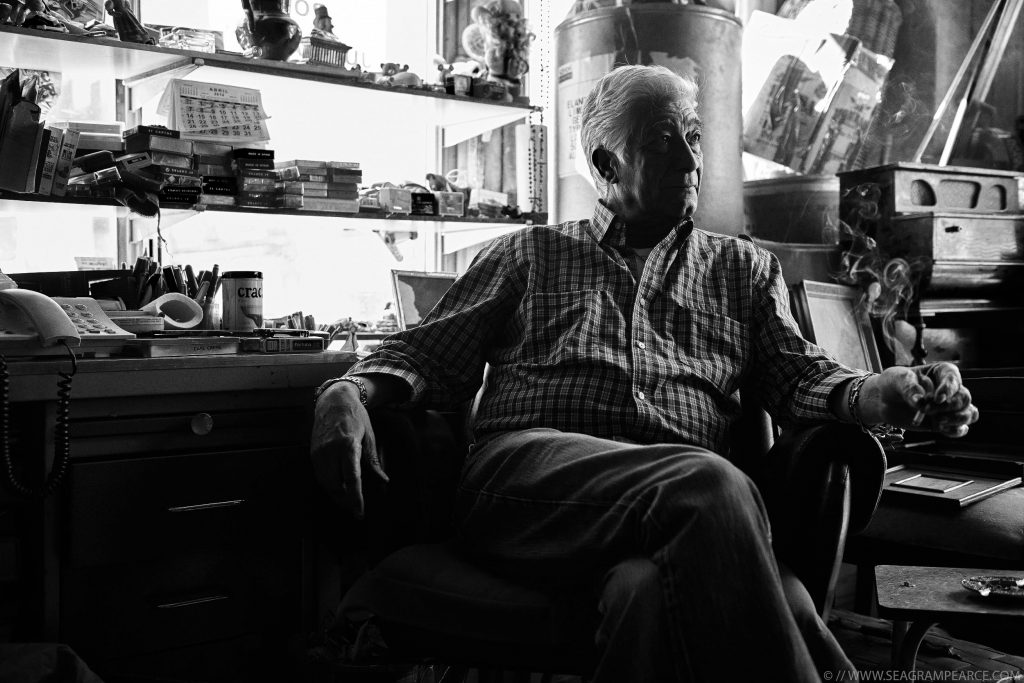 antique toy store owner portrait seagram pearce