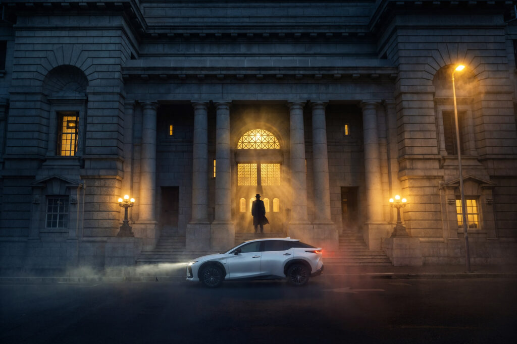 2026 Lexus RZ on the streets of Cape Town in film noir by Seagram Pearce car photographer