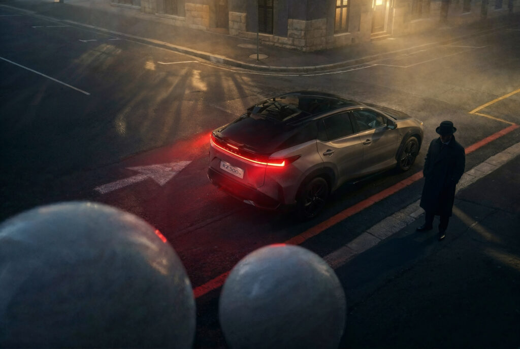 2026 Lexus RZ on the streets of Cape Town in film noir by Seagram Pearce car photographer