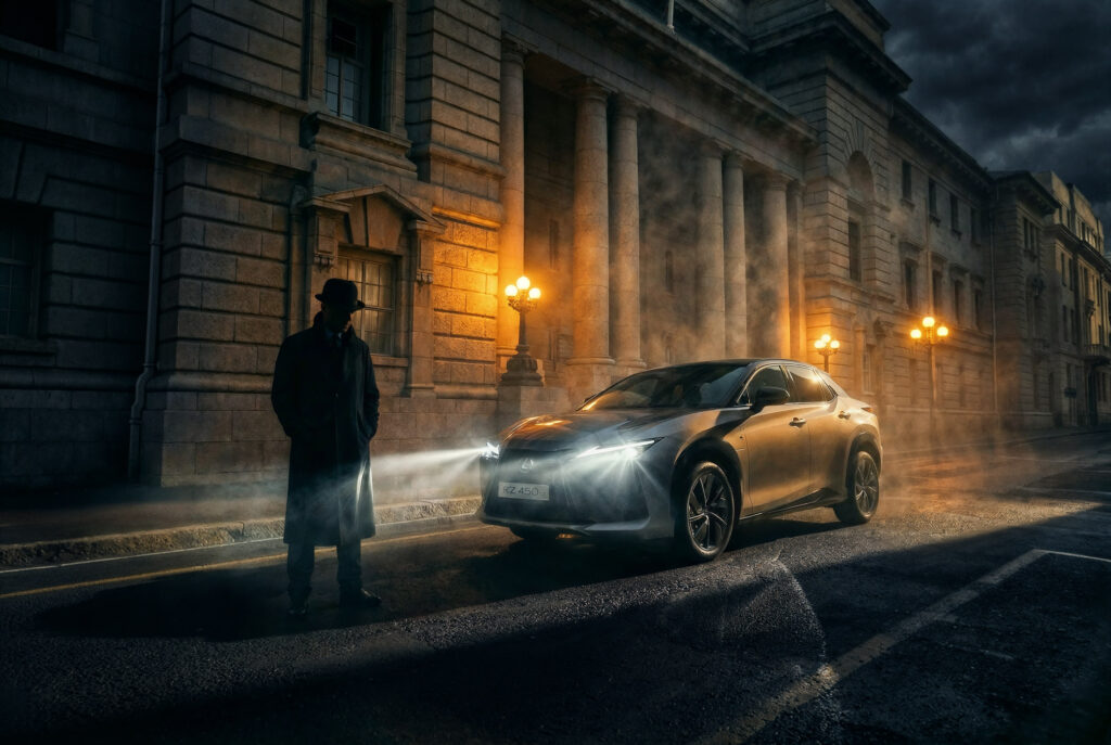 2026 Lexus RZ on the streets of Cape Town in film noir by Seagram Pearce car photographer